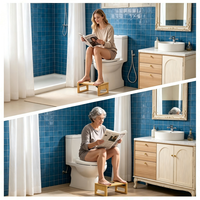 Tabouret de toilette en bambou de 7 pouces pour adulte, tabourets pliables pour la salle de bain, tabouret pour la défécation avec bande antidérapante