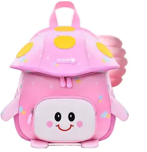 Mochila infantil para jardim de infância, bolsa de livro infantil com tema cogumelo, bolsa fofa de desenho animado para prevenção de perda escolar, ideal para meninas