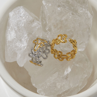 Modischer Edelstahl Zirkon Edelstein Ring Trendiger Stil 18k PVD Gold Ring Damen Modeschmuck