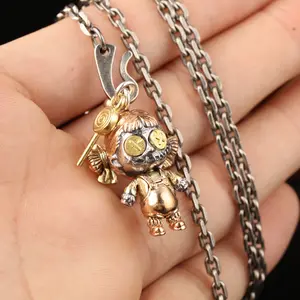 Wholesale trendy 925 Thai silver punk style voodoo lollipop little girl doll pendant necklace