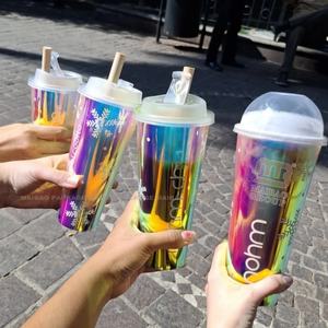 Desechable patrón personalizado Iml etiqueta 500ml 700ml moldeado por inyección Pp burbujas tazas de té plástico de grado alimenticio con película pegatina interior - Product Image 2