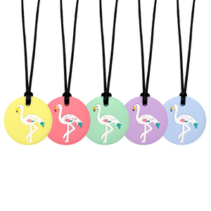 Nouveau Collier à Mâcher en Silicone Flamant Rose pour Enfants, Bijou Non Toxique, Jouet de Dentition pour Besoins de Mastication Autisme, Jouets Anti-Stress - Product Image 4