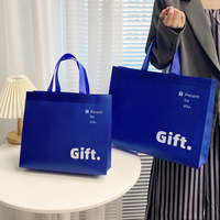Sac de courses ultrasonique en non-tissé bleu Klein, taille standard, avec logo personnalisé, recyclé, pour emballage cadeau, modèle 2025