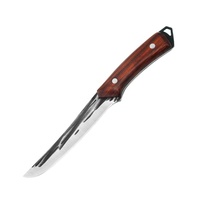 Ensemble de couteaux de cuisine : couteau de chef martelé, couteau à désosser et couteau utilitaire avec manche en bois de wengé