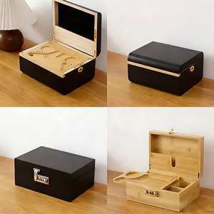 Boîte à fumer portable en bambou avec plateau à rouler en métal, pot noir anti-odeur, kit d'accessoires de fumage en bois, logo personnalisé en usine - Product Image 4