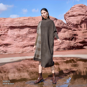 <span class=keywords><strong>เด</strong></span><span class=keywords><strong>รส</strong></span>แฟชั่นมาใหม่สำหรับฤดูใบไม้ร่วง/ฤดูหนาว ลายฮาวด์ทูธ สองสี ทรงไม่สมมาตร - Product Image 1