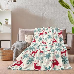 Couverture en flanelle à motifs de Noël, couverture de sieste, décoration de fête, cadeau de Noël, super douce, lavable en machine pour la chaleur hivernale - Product Image 6
