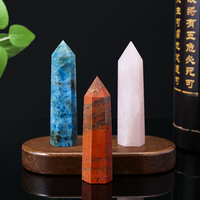 Tour de cristal naturel poli à six facettes, obélisque, baguette de guérison des chakras pour la méditation spirituelle et la décoration intérieure