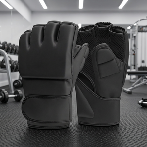 Gants de sport demi-doigts en nylon et élasthanne avec fermeture auto-agrippante à compression pour le soutien des mains et des poignets des patients atteints d'arthrite - Product Image 4