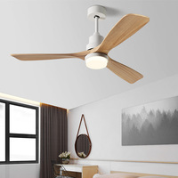 Ventilateur de plafond en bois massif de 52 pouces avec lumières LED et télécommande, moderne, 3 pales, moteur CC, 6 vitesses, faible bruit, pour salon