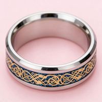 Bague en acier inoxydable de style hip-hop unisexe avec gouttes d'huile et motif de dragon pour hommes, vente en gros de mode
