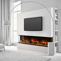 Meilleure vente de foyer électrique encastré à 3 faces de 33 pouces 40 pouces 50 pouces 60 pouces avec flamme en cristal et bûche moderne