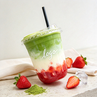 Gobelets jetables en U de 90 mm (10-16 oz) personnalisés avec logo imprimé, avec couvercles à bec verseur et pailles, pour matcha et café – Vente en gros