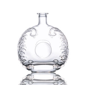 Bouteille de liqueur ronde en <span class=keywords><strong>verre</strong></span> soufflé gravée, bon marché, brandy, 1000 ml - Product Image 1