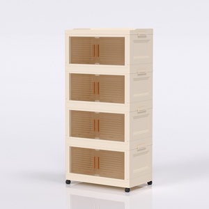 Clear Plastic <strong>Folding</strong> <strong>Drawers</strong> Collapsible <strong>PP</strong> <strong>Storage</strong> Bin Organizer System Space-Saving Chest of <strong>Drawer</strong> for Closet Bedroom Office - Product Image 3