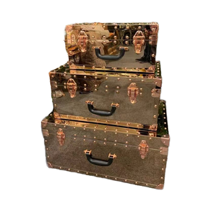 Vintage Clássico Mala De Aço Inoxidável com Rodízio Spinner para Armazenamento e Fins Decorativos - Product Image 4