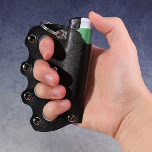 En stock: Funda para encendedor tipo Knuckle Duster, encendedor de exterior con llavero, funda de cuero, funda para encendedor de hombre de cuero PU. - Product Image 1