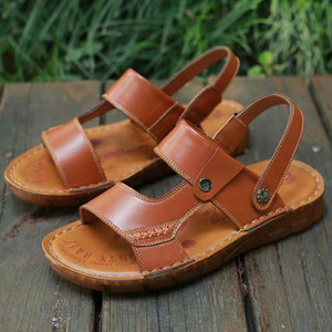 Sandalias de Verano para Hombre con Correa en T, Cuero Genuino, Punta Abierta, Suela de Goma Antideslizante, Zapatos Casuales de Playa - Product Image 3