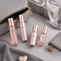 Flacon de parfum en verre transparent rose de haute qualité de 10 ml, flacon de parfum à bille en métal rond de 5 ml pour huile essentielle