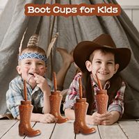 Botte de bière Cowboy en plastique tasses Slush Daiquiri Souvenir jus verres avec couvercle paille thème fête d'anniversaire Bachelorette fournitures