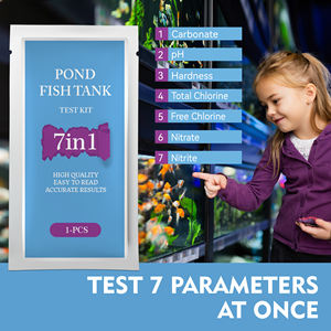 Nouvelle cassette de test d'<span class=keywords><strong>aquarium</strong></span>, kit de test d'eau pour <span class=keywords><strong>aquarium</strong></span> et étang 7 en 1, OEM, test de la dureté du carbonate, du pH, du chlore, des nitrites, des nitrates - Product Image 3