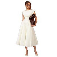 Robe de soirée élégante blanche pour femme, coupe trapèze, sans manches, plissée, taille haute, ajourée, sur mesure