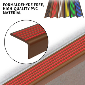 Peldaños de escalera de piso de goma y PVC antideslizantes en forma de L <span class=keywords><strong>Protector</strong></span> de borde y escalón de vinilo antideslizante para escaleras - Product Image 4
