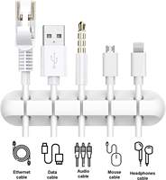 MIXWARES Support de câble en silicone auto-adhésif - Clips organisateurs de câbles de bureau pour câbles de données USB et cordons de charge