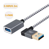 Cable de extensión USB 3,0 con chaqueta de PVC de ángulo recto, blindaje trenzado, cable extensor macho hembra para impresora, escáner de ordenador iOS