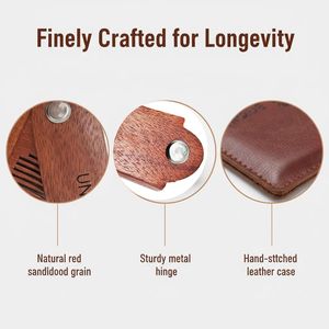 Pettine Pieghevole Portatile in Legno di Sandalo Rosso a Prezzo di Fabbrica, Pettine Classico Personalizzato per Barba da Uomo per Uso Domestico o da Salone - Product Image 3