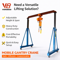 Grue portique manuelle portable 0,5-10 tonnes, sans rail, hauteur réglable, mobile, type A, pour atelier, CE, OEM, personnalisable