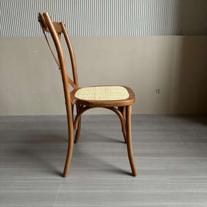Katı ahşap yemek sandalyesi modern restoran rattan sandalye ahşap çapraz sandalye - Product Image 5