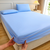 Queen Size King couleur unie design solide 100% polyester imperméable à l'eau lavable en machine housse de matelas ajustée