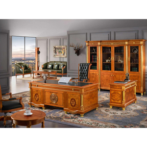<span class=keywords><strong>Bureau</strong></span> de direction classique <span class=keywords><strong>américain</strong></span> traditionnel en bois massif avec placage de luxe et chaise pour <span class=keywords><strong>bureau</strong></span> de PDG - Product Image 3