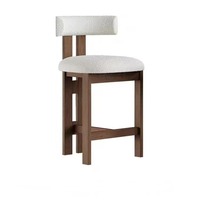 Chaise haute de bar de luxe en bois massif de style nordique, design chinois moderne, avec revêtement en cuir, modèle BC-020