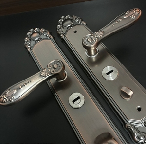 Poignée de porte moderne en laiton massif avec grande ressort double à tension, pour cour et villa, taille universelle, quincaillerie grise de qualité supérieure - Product Image 5