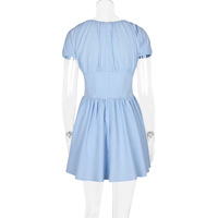 Robe de soirée sexy unie et respirante pour femme, élégante, col carré, taille haute, coupe trapèze, mini-robe courte, dentelle crochetée, froncée