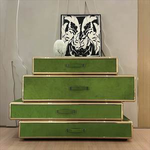 Cassettiera Moderna Roberto Cavalli in Pelle di Cavallo, Mobile Contenitore Multistrato per Soggiorno, Ingresso e Villa - Product Image 1