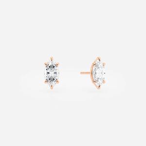Dainty 14k Gold Marquise Diamond Stud Earrings_ Minimalist Jewelry - Product Image 2