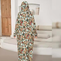 Abaya musulmane grande taille respirante en rayonne pour femmes du Moyen-Orient 2025, avec hijab en dentelle et robe de prière africaine à motif floral