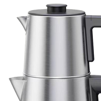 Ensemble de bouilloire à thé turque en acier inoxydable HALEY, samovar électrique à double paroi, acier 304, ébullition rapide, base 360°, CE, OEM, ODM, hôtel