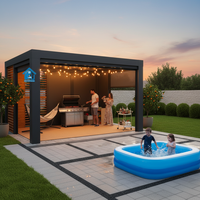 Pergola motorisée rétractable Sweet Home en aluminium avec lames orientables, pare-vent, écologique, et éclairage LED