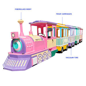 Centre commercial Plaza London Style enfants monter sur le train alimenté par batterie aucune piste requise électrique une voiture avant tirer quatre chariots - Product Image 2