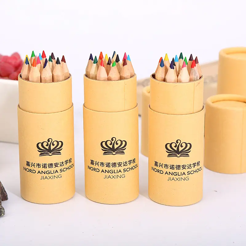 आर्ट सप्लाई रंगीन पेंसिल सेट गैर विषैले उच्च गुणवत्ता उपहार प्रोमोशनल लकड़ी पेंसिल सेट पेपर ट्यूब में