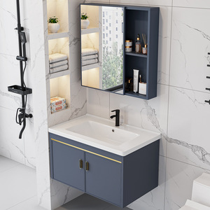 Ensemble <span class=keywords><strong>de</strong></span> meubles <span class=keywords><strong>de</strong></span> salle <span class=keywords><strong>de</strong></span> bain simple pour hôtel, vasque en aluminium - Product Image 1