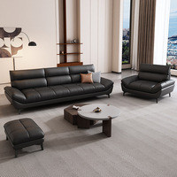 Sofá de cuero moderno de alta calidad superventas, sofá de esquina sencillo para sala de estar, sofá seccional negro de cuero de lujo italiano