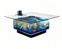 Table basse aquarium moderne de luxe en verre acrylique carré avec emballage en boîte pour usage extérieur