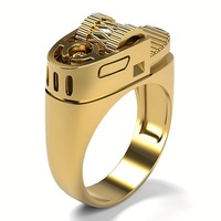 Bague créative en forme de briquet, style punk européen et américain, plaquée or