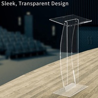 Pupitre de présentation en lucite en acrylique transparent avec plate-forme de surface de lecture de 27 pouces pour salle de classe de bureau