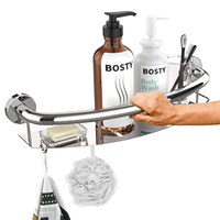 Barre d'appui brossée 2-en-1 de 18 pouces avec étagère de rangement, montée au mur, pour douche, baignoire, soutien pour personnes âgées et handicapées